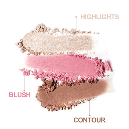 High Shine Powder, Blush, Face Lift Shading Contour- 3 in 1