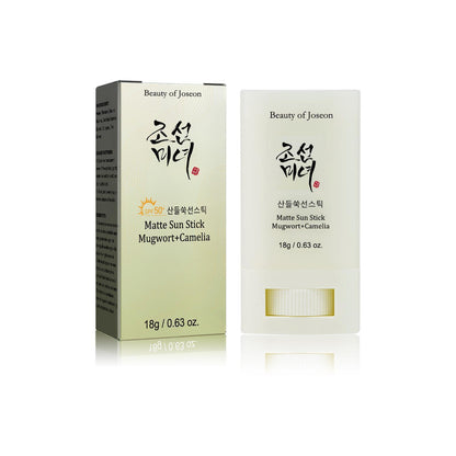 BELLEZA DE JOSEON Crema solar en barra hidratante reparadora con protección UV coreana SPF50+ PA+++ - Beauty of Joseon Matte Sun Stick: Artemisia + Camelia SPF 50+ PA++++