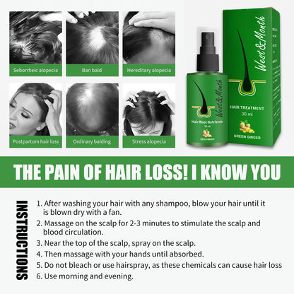 WEST & MONTH Ginger Extract Herbal Hair Growth Serum - Anti-Hair Loss Formula - Buy 3, Pay For 2