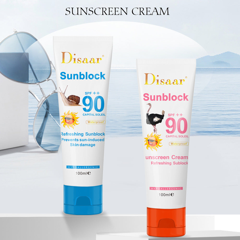 DISAAR Sunscreen Moisturizer for Sensitive Skin, Antioxidant, Snail and Ostrich Extract SPF 90+ Anti-UV - 100g - Buy 3 Pay 2