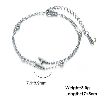 Titanium Steel Double-Layered Chain Letter Necklace Bracelet