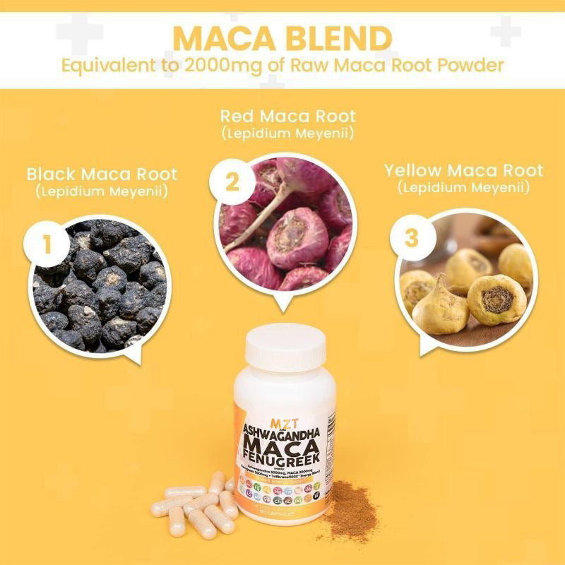 Ashwagandha Maca Capsules - Provides Energy, Supports Sexual Health, Reduces Stress, Strengthens the Immune System