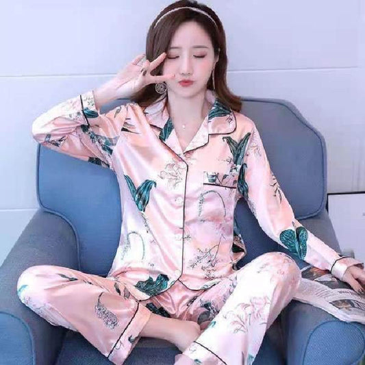 İlkbahar ve Sonbahar Buz Ipek Kadın Pijama Takım Pajamas Women Spring And Autumn Ice Silk Girls Suit