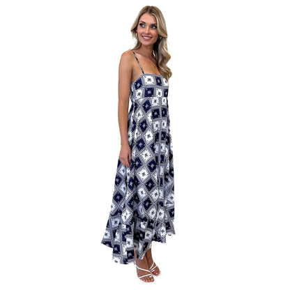 Çiçek Baskılı Askılı Slim Fit Uzun Elbise - Vestido con tirantes y estampado floral Vestidos largos ajustados de verano para mujer Ropa