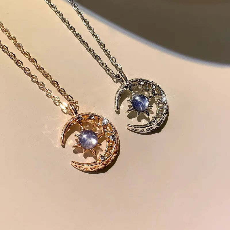 Elegant Moon and Star Necklace