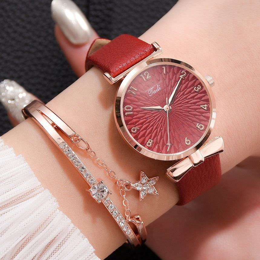 Women's Digital Alloy Leather Strap Watch