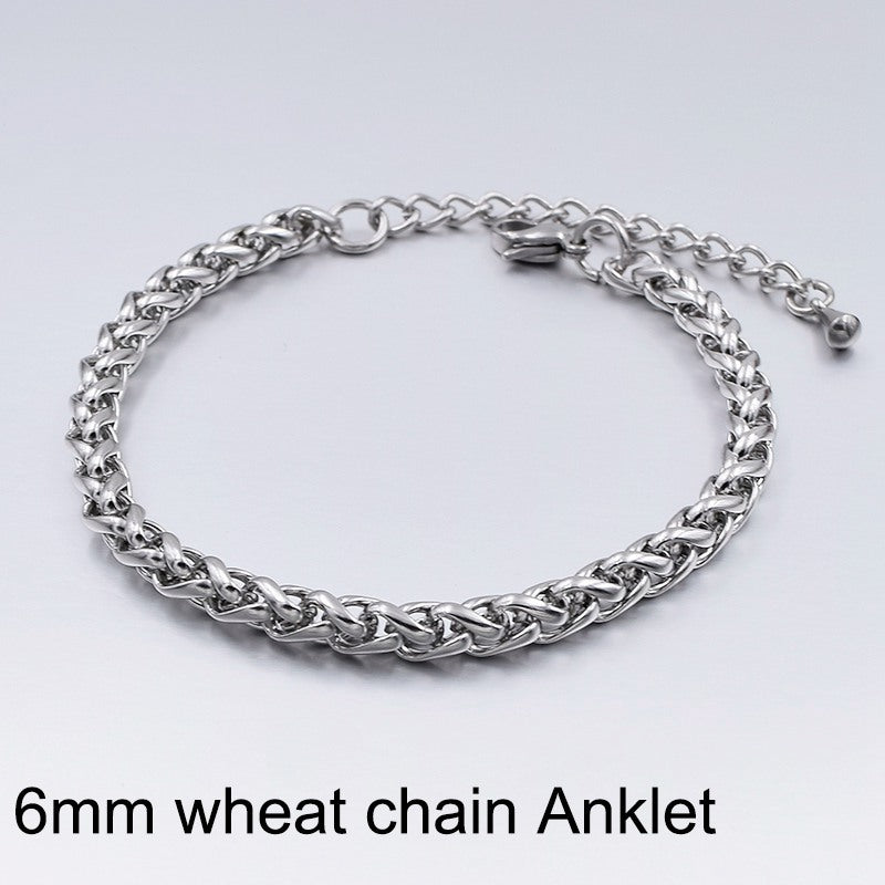 Korean Version Titanium Steel Ankle Bracelet