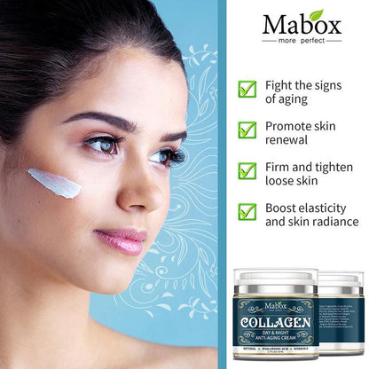 Crema facial hidratante antienvejecimiento con colágeno MABOX 50 g