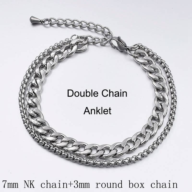 Korean Version Titanium Steel Ankle Bracelet