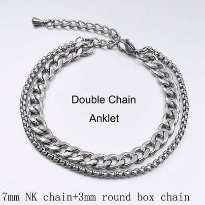 Korean Version Titanium Steel Ankle Bracelet