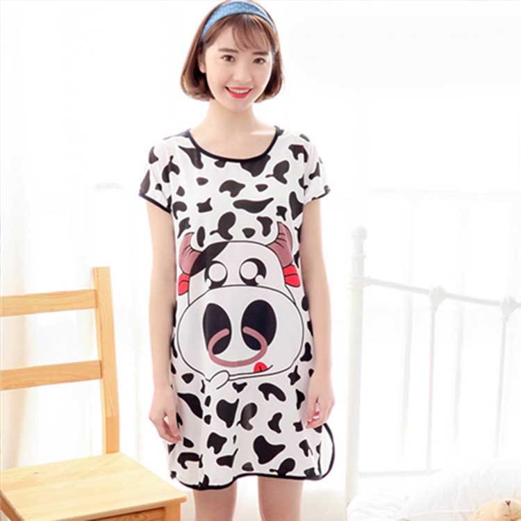 Women's Cartoon Milk Silk One-Piece Nightdress