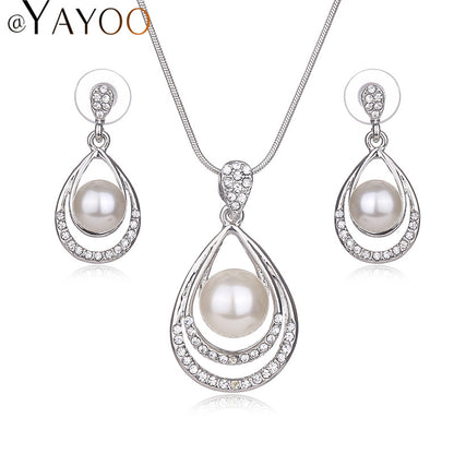 Pearl Jewelry Set - Necklace, Earrings