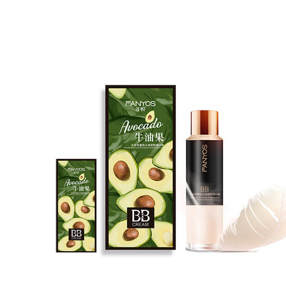 FANYOS Avocado BB Cream - Base de maquillaje líquida correctora con aplicador en forma de hongo 