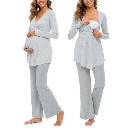 Cotton Maternity Pajamas for Women - Comfortable, Breathable Fabric, Nursing-Friendly