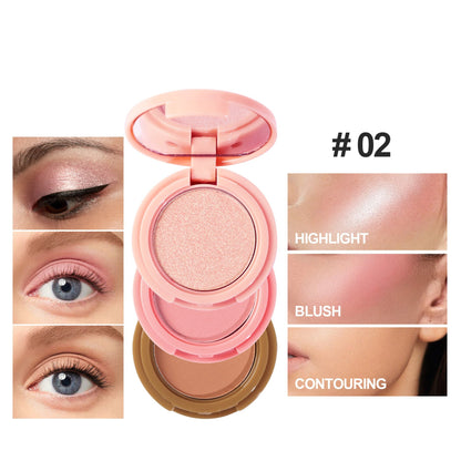 High Shine Powder, Blush, Face Lift Shading Contour- 3 in 1