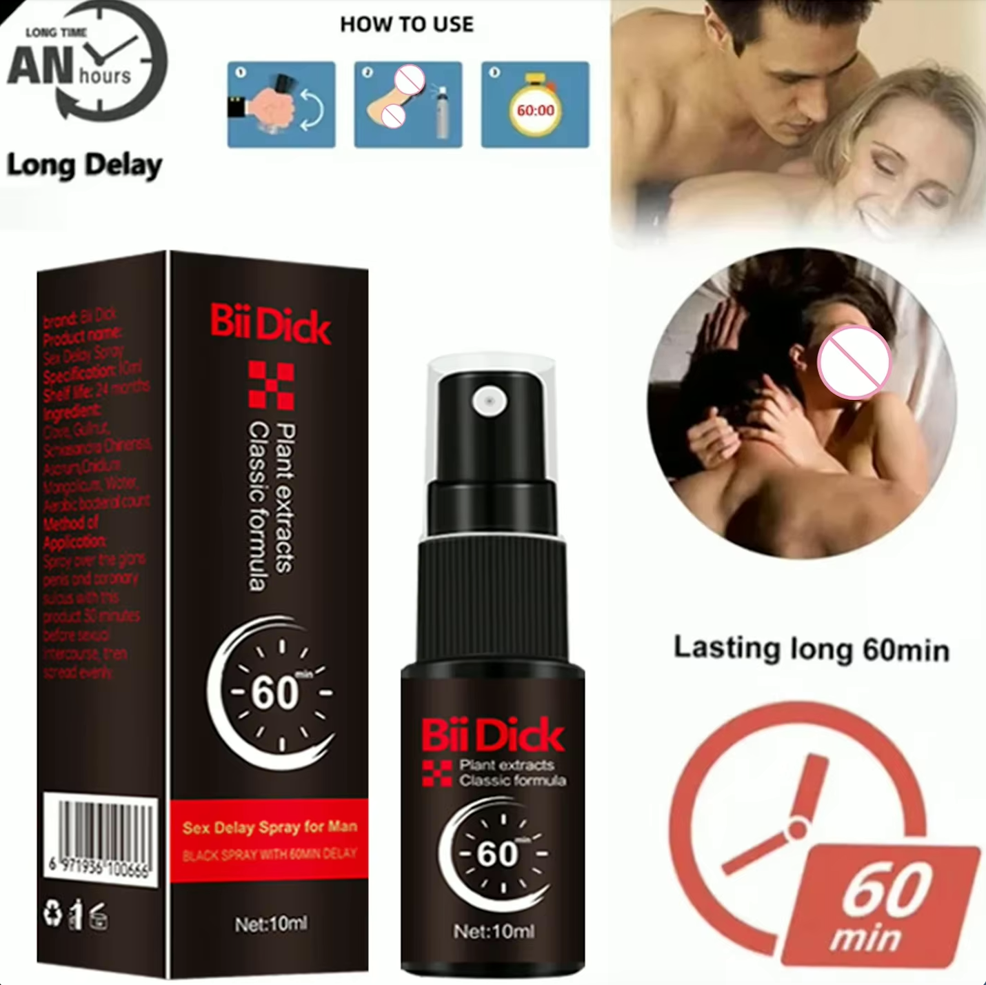 Bii Dick Delay Spray for Men - Long-Lasting Effect, Enhanced Performance, Natural and Fast Erection, Prolonged Intimacy, Men's Delay Spray