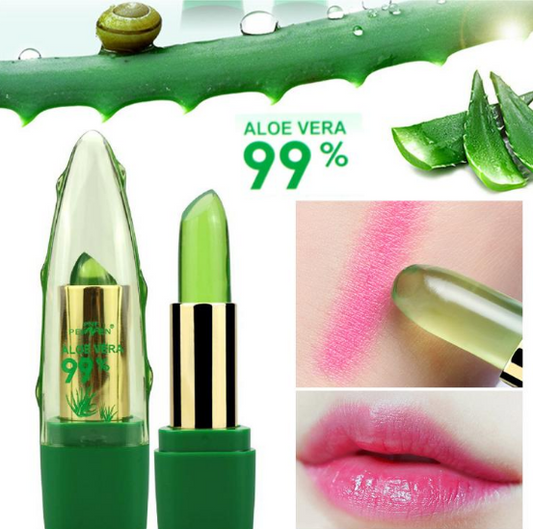 Gel de aloe vera PEINEN, lápiz labial que cambia de color, bálsamo labial de grano fino hidratante iluminador antisecado y desalinizante