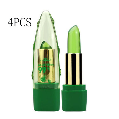 PEINEN Aloe Vera Gel, Color Changing Lipstick, Brightening Moisturizing Anti-Drying, Desalination Fine Grain Lip Balm Care