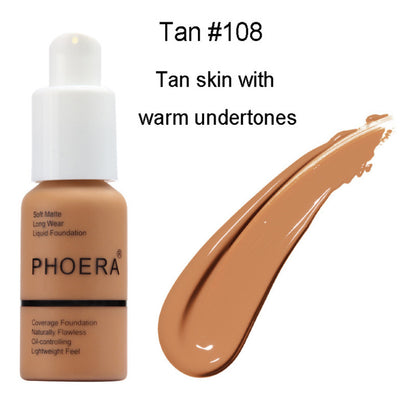 PHOERA Soft Matte Long-Lasting Concealer Liquid Foundation Face Makeup