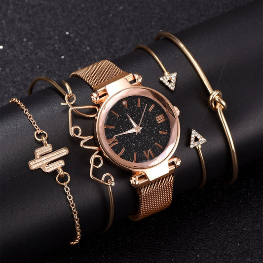 Bracelet and Watch Set - 5-Piece Set