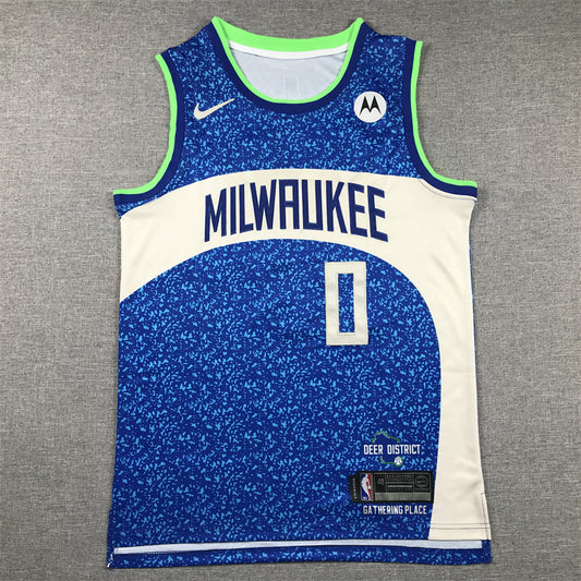 Milwaukee Bucks LILLARD # 0 Blue New City NBA Jerseys