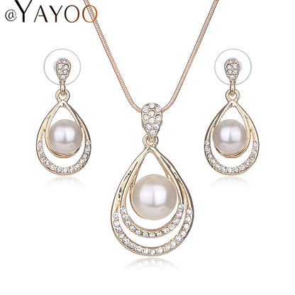 Pearl Jewelry Set - Necklace, Earrings