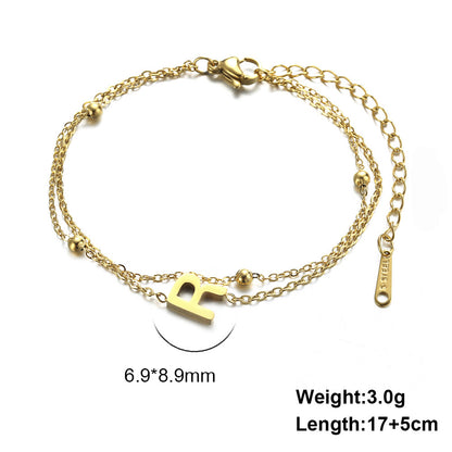 Titanium Steel Double-Layered Chain Letter Necklace Bracelet