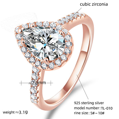 Water Drop Zircon Proposal Ring Pandora Ring