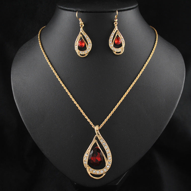 Drop Crystal Set - Necklace and Earrings