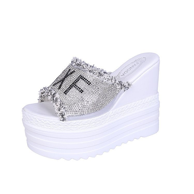 Trifle Sole Letter Rhinestone Sandals