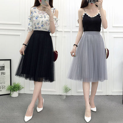 New High-Waisted, Slim, All-Match Fairy Skirt, Small Net Gauze Skirt