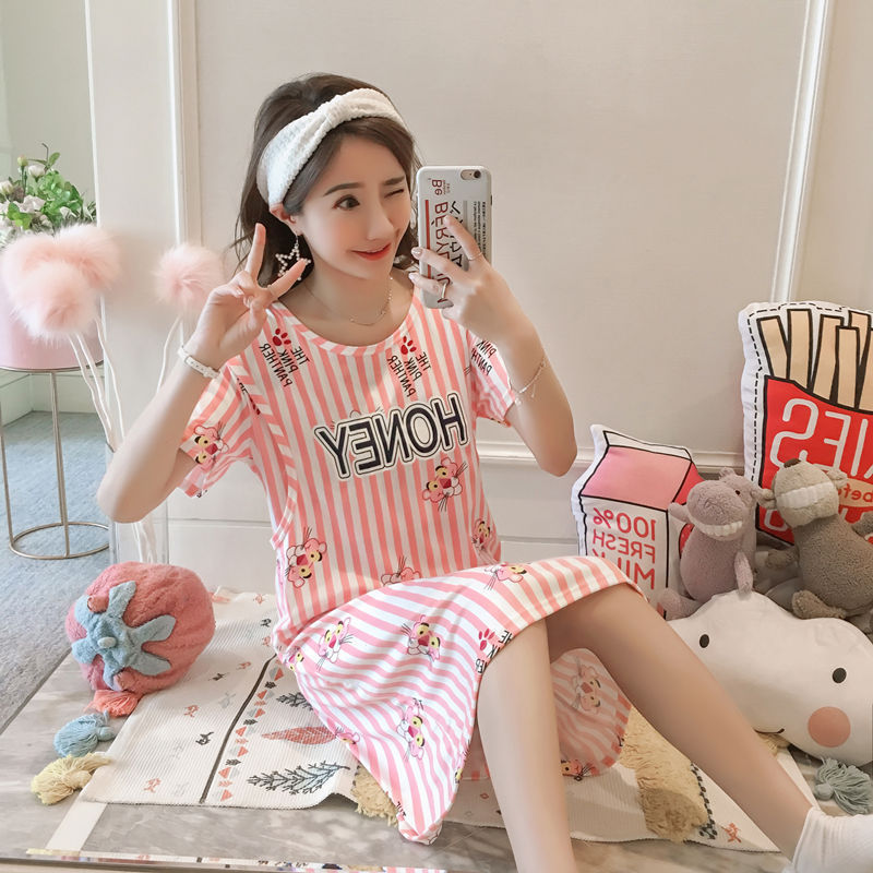 Hemşire Pijama, Hamile Kadın Pijama Doğum Sonrası Sıcak Anne Büyük Boy Elbise - Spring And Summer Confinement Clothing Cartoon Breastfeeding Dress Nursing Clothing Pregnant Women Pajamas Postpartum Outing Hot Mom Large Size Dress