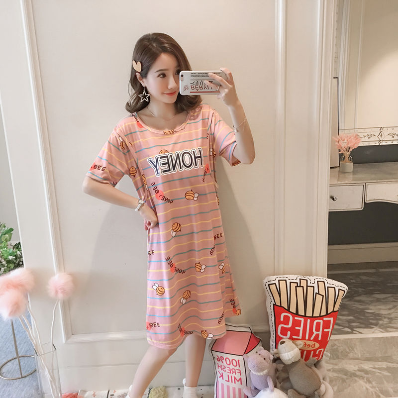 Hemşire Pijama, Hamile Kadın Pijama Doğum Sonrası Sıcak Anne Büyük Boy Elbise - Spring And Summer Confinement Clothing Cartoon Breastfeeding Dress Nursing Clothing Pregnant Women Pajamas Postpartum Outing Hot Mom Large Size Dress