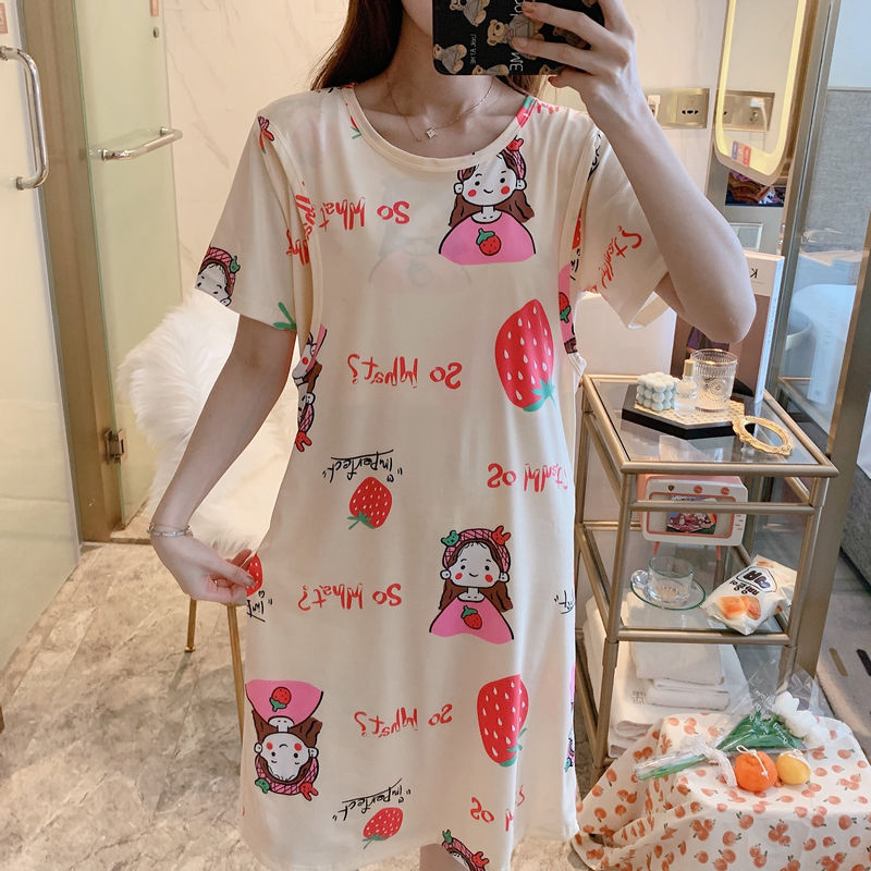 Hemşire Pijama, Hamile Kadın Pijama Doğum Sonrası Sıcak Anne Büyük Boy Elbise - Spring And Summer Confinement Clothing Cartoon Breastfeeding Dress Nursing Clothing Pregnant Women Pajamas Postpartum Outing Hot Mom Large Size Dress