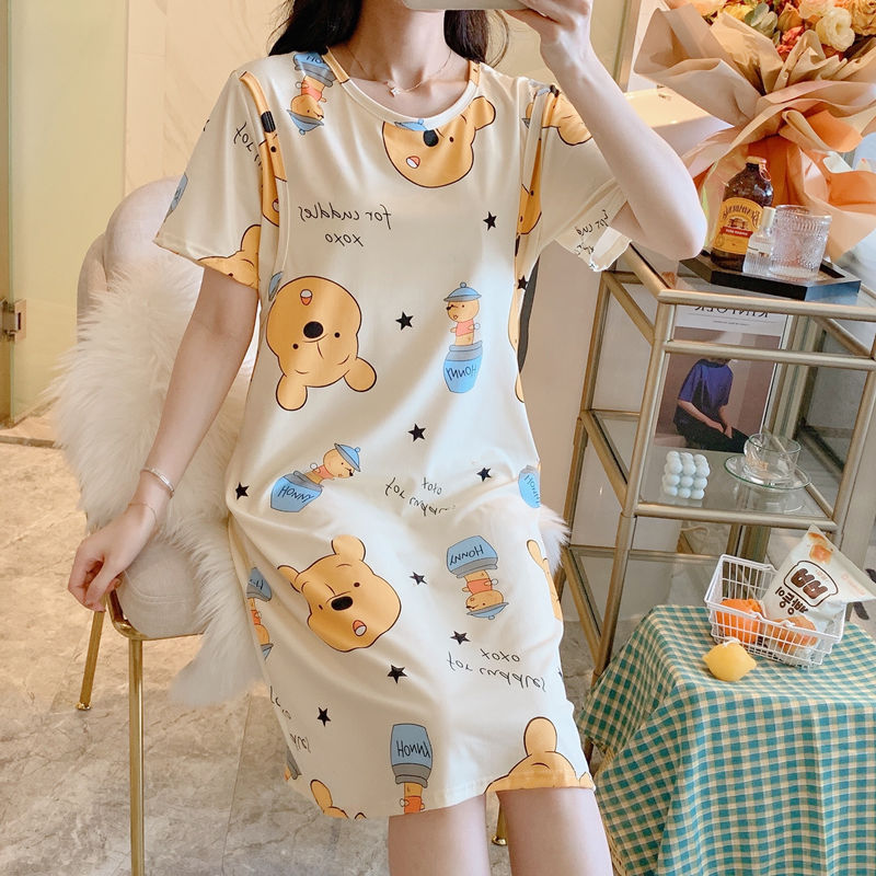 Hemşire Pijama, Hamile Kadın Pijama Doğum Sonrası Sıcak Anne Büyük Boy Elbise - Spring And Summer Confinement Clothing Cartoon Breastfeeding Dress Nursing Clothing Pregnant Women Pajamas Postpartum Outing Hot Mom Large Size Dress