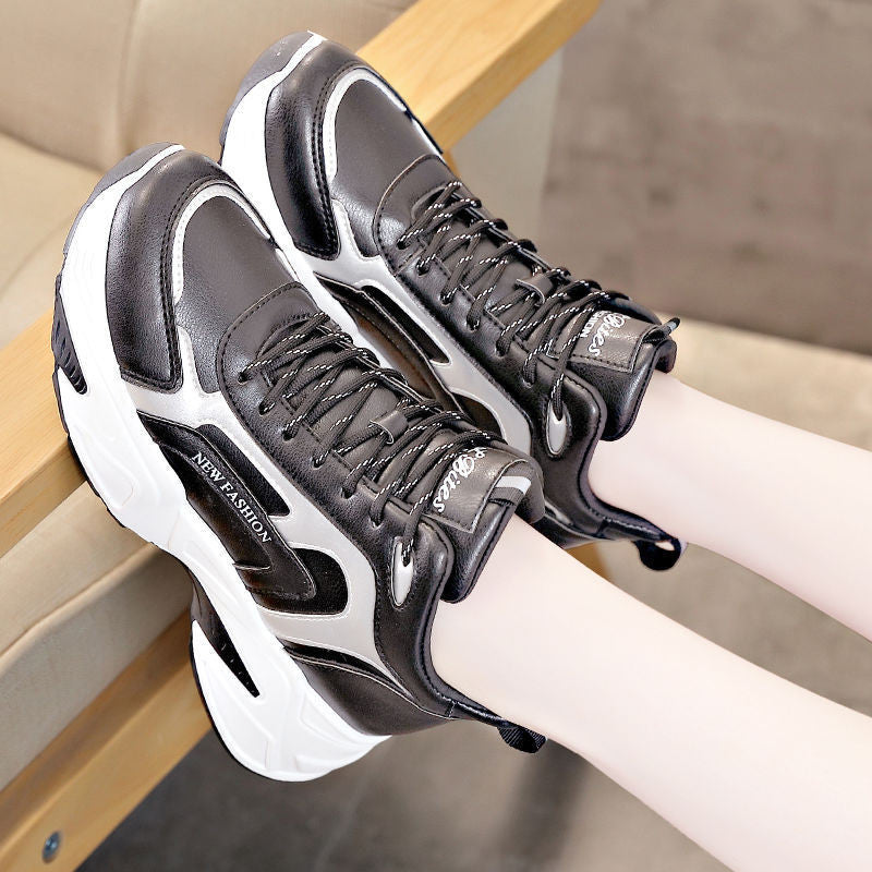 Korean Style Full Leather Sneakers for Students, Teens, and Adults – Running and Casual Sports Shoes