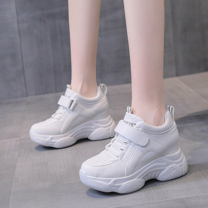 Thick Soled Sports and Casual Thin White Shoes - Korean Style