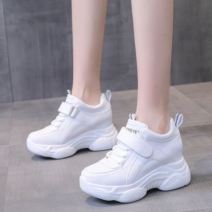 Thick Soled Sports and Casual Thin White Shoes - Korean Style