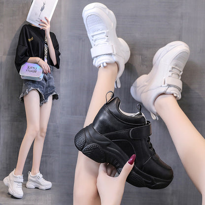 Thick Soled Sports and Casual Thin White Shoes - Korean Style