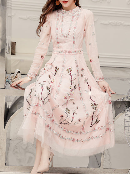 Temperament skirt heavy embroidered thin dress