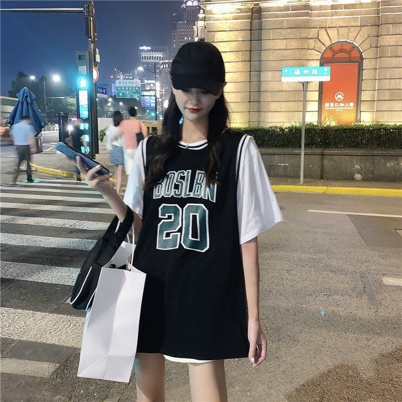 Women's Basketball Jersey Loose Bf Wind Korean Style Summer