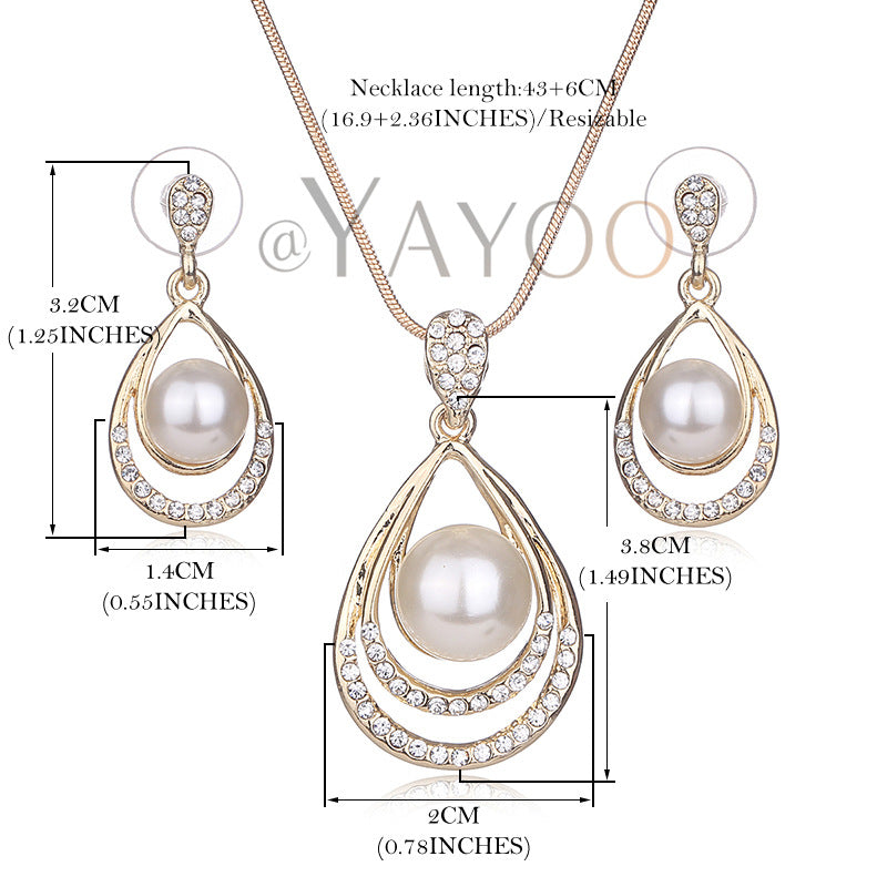 Pearl Jewelry Set - Necklace, Earrings