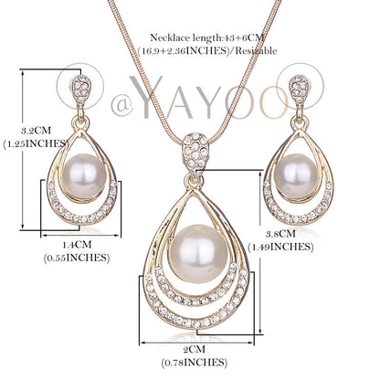 Pearl Jewelry Set - Necklace, Earrings