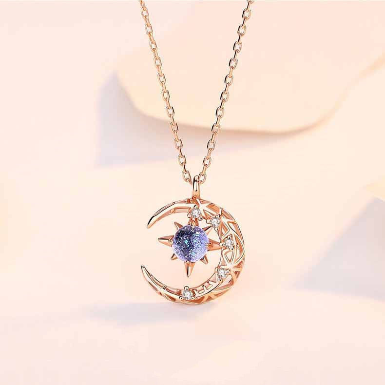 Elegante collar de luna y estrella 