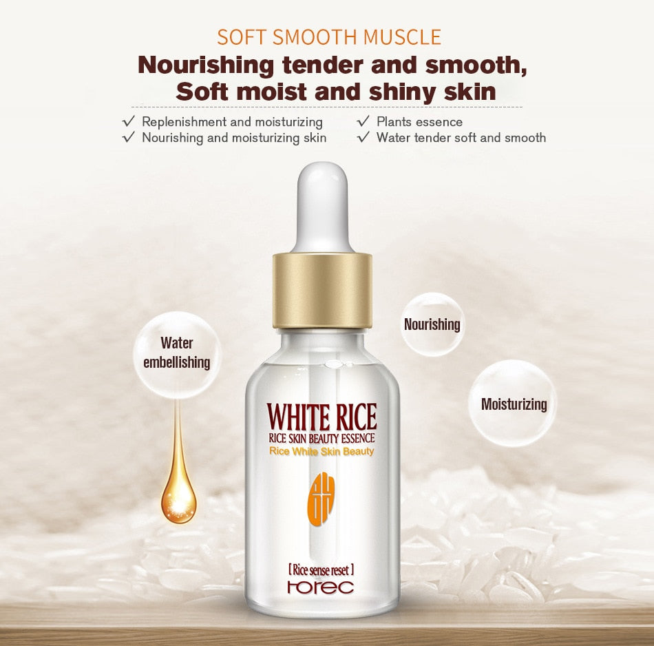 HOREC White Rice Whitening Serum, Moisturizing, Anti-Wrinkle and Anti-Aging, Fine Lines and Acne Removal Serum