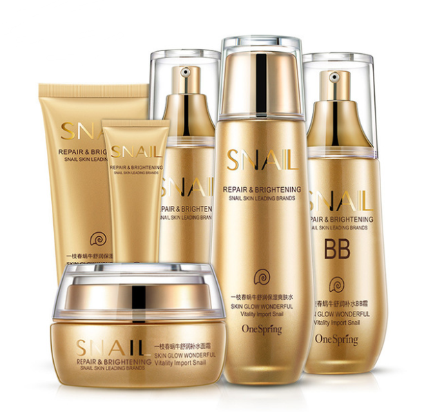 Set de 6 productos para el cuidado de la piel SNAIL: limpiador, loción, humectante, crema, crema para ojos y crema BB