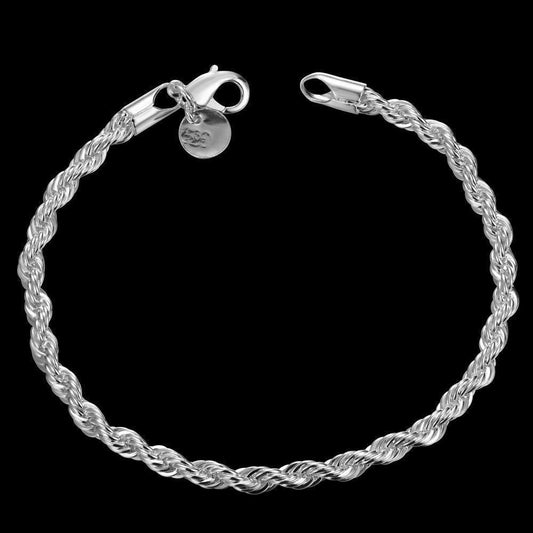 European and American Trend Jewelry Popular Silver Flash Twisted Rope Bracelet