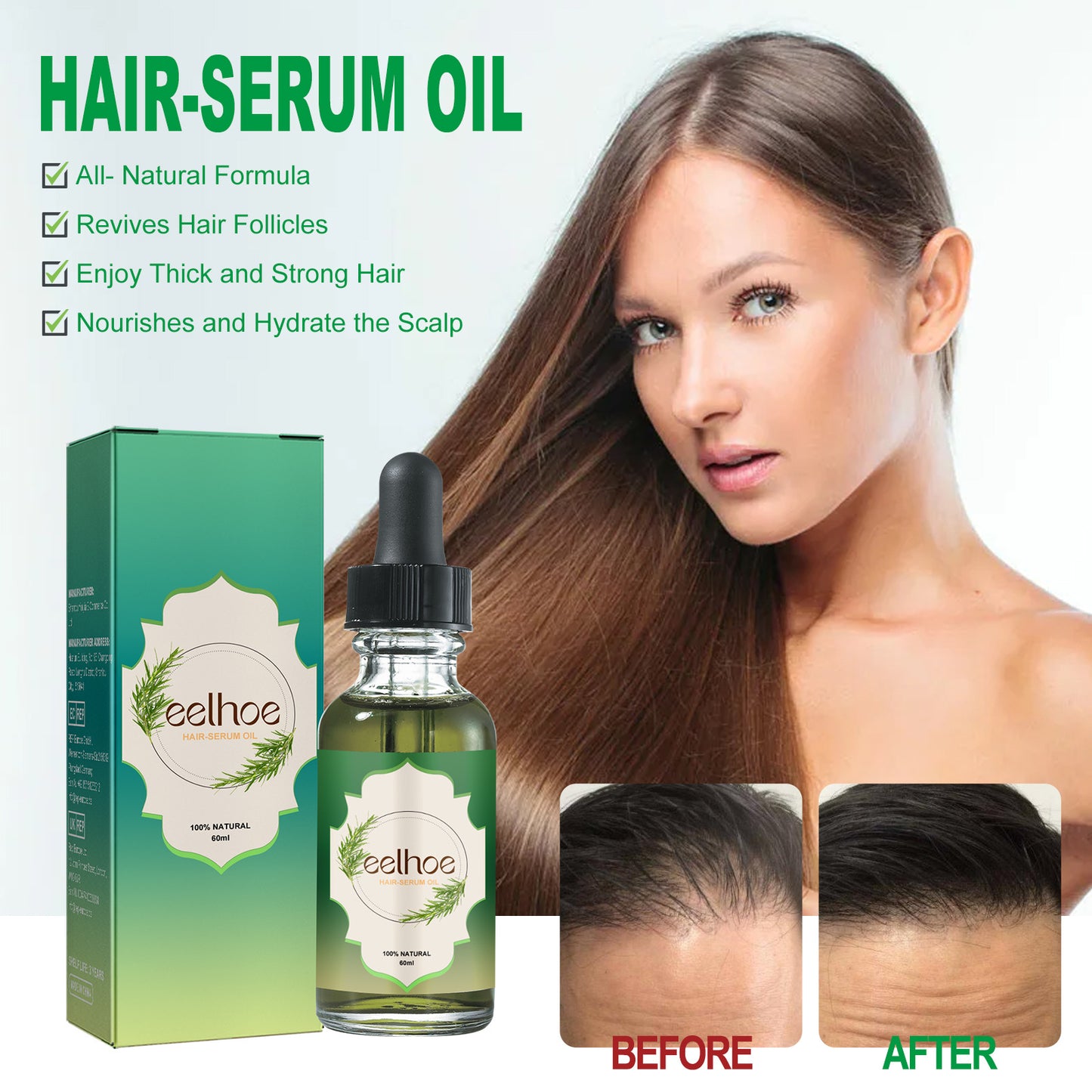 EELHOE Nourishing & Anti-Hair Loss Herbal Serum with Rosemary Oil - 60ml