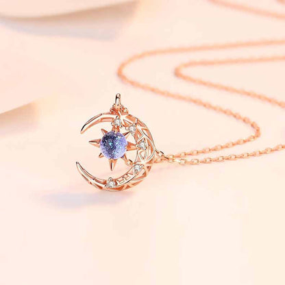 Elegante collar de luna y estrella 