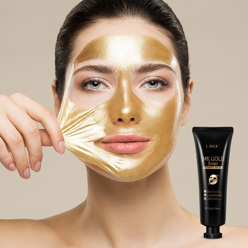 LAIKOU Snail Essence 24K Gold Foil Anti-Aging and Anti-Wrinkle Peel-Off Moisturizing Mask